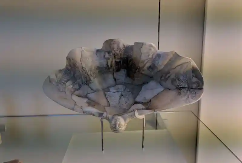 Engraved Tridacna shell depicting musicians, cult personnel and sphinxes 8th/7th century